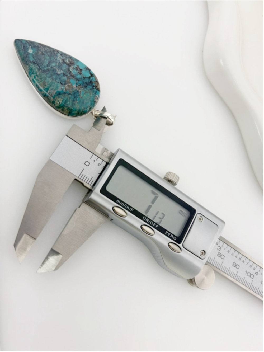 Large Sterling Silver 925 Southwest Turquoise Pendant Contemporary Handmade New - Picture 10 of 13